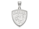 Rhodium Over Sterling Silver NHL LogoArt Florida Panthers Large Pendant