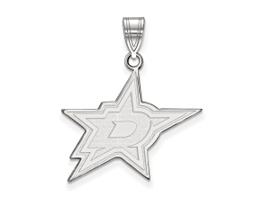 Rhodium Over Sterling Silver NHL LogoArt Dallas Stars Large Pendant