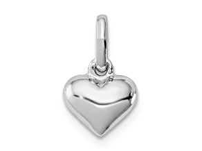 Rhodium Over Sterling Silver Polished Heart Children's Pendant