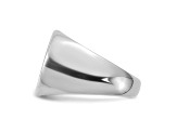 Sterling Silver Rhodium-plated Round Top Signet Ring