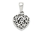 Sterling Silver Antique Filigree Puff Heart Pendant