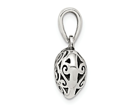 Sterling Silver Antique Filigree Puff Heart Pendant