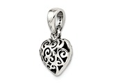 Sterling Silver Antique Filigree Puff Heart Pendant