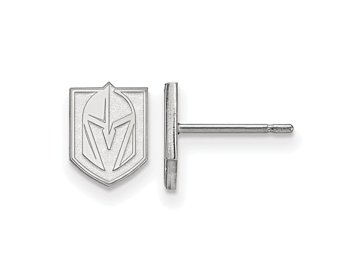 Rhodium Over Sterling Silver NHL Vegas Golden Knights LogoArt Extra Small Post Earrings