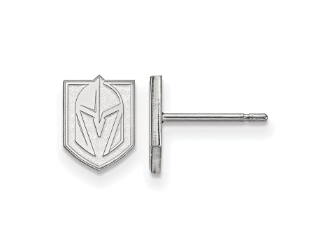 Rhodium Over Sterling Silver NHL Vegas Golden Knights LogoArt Extra Small Post Earrings