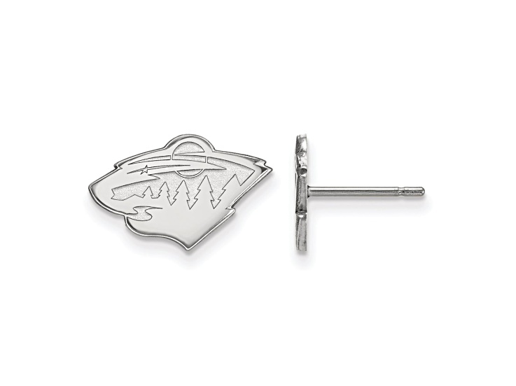 Rhodium Over Sterling Silver NHL Minnesota Wild LogoArt Extra Small Post Earrings