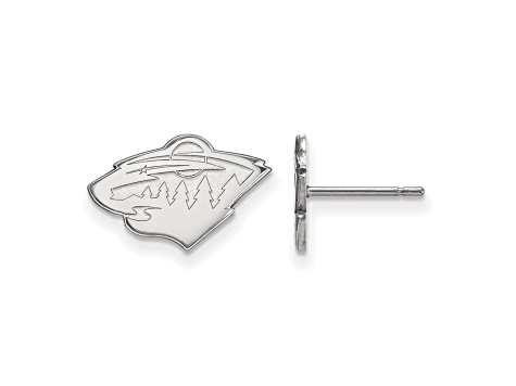 Rhodium Over Sterling Silver NHL Minnesota Wild LogoArt Extra Small Post Earrings