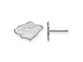 Rhodium Over Sterling Silver NHL Minnesota Wild LogoArt Extra Small Post Earrings
