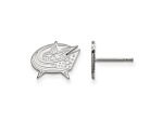 Rhodium Over Sterling Silver NHL Columbus Blue Jackets LogoArt Extra Small Post Earrings