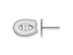 Rhodium Over Sterling Silver NHL Montreal Canadiens LogoArt Extra Small Post Earrings