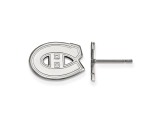 Rhodium Over Sterling Silver NHL Montreal Canadiens LogoArt Extra Small Post Earrings