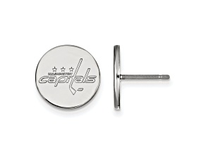 Rhodium Over Sterling Silver NHL Washington Capitals LogoArt Extra Small Post Earrings