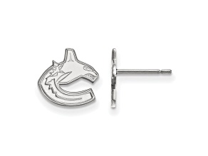 Rhodium Over Sterling Silver NHL Vancouver Canucks LogoArt Extra Small Post Earrings