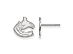 Rhodium Over Sterling Silver NHL Vancouver Canucks LogoArt Extra Small Post Earrings