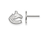 Rhodium Over Sterling Silver NHL Vancouver Canucks LogoArt Extra Small Post Earrings