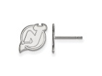 Rhodium Over Sterling Silver NHL New Jersey Devils LogoArt Extra Small Post Earrings