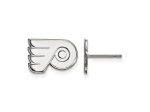Rhodium Over Sterling Silver NHL Philadelphia Flyers LogoArt Extra Small Post Earrings