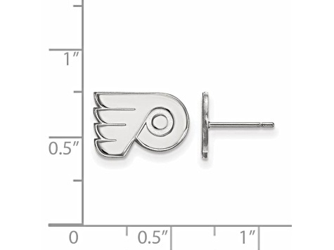 Rhodium Over Sterling Silver NHL Philadelphia Flyers LogoArt Extra Small Post Earrings