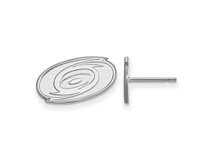 Rhodium Over Sterling Silver NHL Carolina Hurricanes LogoArt Extra Small Post Earrings