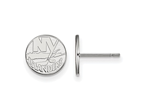 Rhodium Over Sterling Silver NHL New York Islanders LogoArt Extra Small Post Earrings