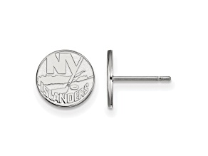 Rhodium Over Sterling Silver NHL New York Islanders LogoArt Extra Small Post Earrings