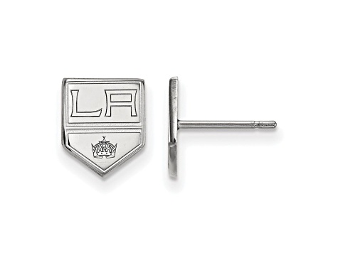 Rhodium Over Sterling Silver NHL Los Angeles Kings LogoArt Extra Small Post Earrings