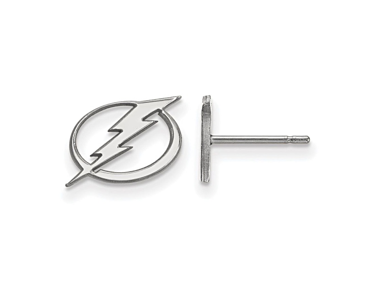 Rhodium Over Sterling Silver NHL Tampa Bay Lightning LogoArt Extra Small Post Earrings