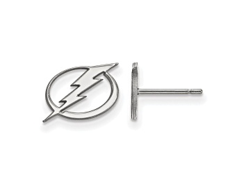 Picture of Rhodium Over Sterling Silver NHL Tampa Bay Lightning LogoArt Extra Small Post Earrings