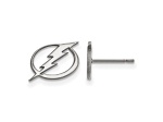 Rhodium Over Sterling Silver NHL Tampa Bay Lightning LogoArt Extra Small Post Earrings