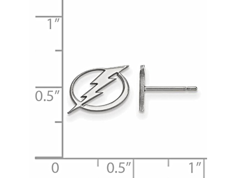 Rhodium Over Sterling Silver NHL Tampa Bay Lightning LogoArt Extra Small Post Earrings