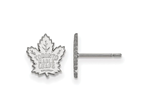 Rhodium Over Sterling Silver NHL Toronto Maple Leafs LogoArt Extra Small Post Earrings