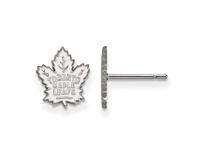 Rhodium Over Sterling Silver NHL Toronto Maple Leafs LogoArt Extra Small Post Earrings