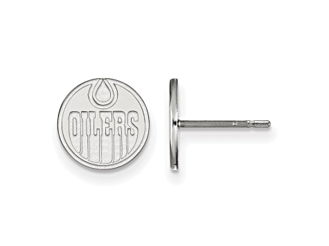 Rhodium Over Sterling Silver NHL Edmonton Oilers LogoArt Extra Small Post Earrings