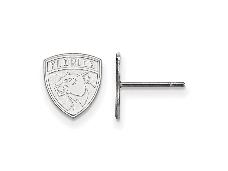 Rhodium Over Sterling Silver NHL Nashville Predators LogoArt Extra Small Post Earrings