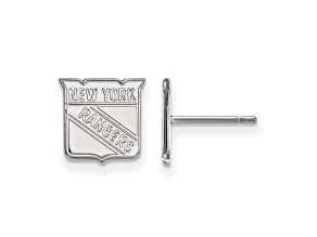 Rhodium Over Sterling Silver NHL New York Rangers LogoArt Extra Small Post Earrings
