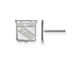 Rhodium Over Sterling Silver NHL New York Rangers LogoArt Extra Small Post Earrings