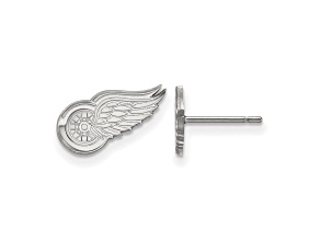 Rhodium Over Sterling Silver NHL Detroit Red Wings LogoArt Extra Small Post Earrings