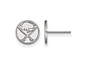 Rhodium Over Sterling Silver NHL Buffalo Sabres LogoArt Extra Small Post Earrings