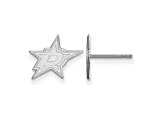 Rhodium Over Sterling Silver NHL Dallas Stars LogoArt Extra Small Post Earrings