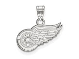Rhodium Over Sterling Silver NHL LogoArt Detroit Red Wings Small Pendant