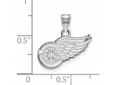 Rhodium Over Sterling Silver NHL LogoArt Detroit Red Wings Small Pendant