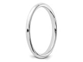 Rhodium Over Sterling Silver 2mm Half-Round Band