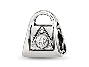 Sterling Silver Cubic Zirconia Handbag Bead