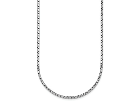 Rhodium Over Sterling Silver Polished 2.0mm Box 24 Inch Chain