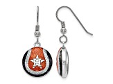 Rhodium Over Sterling Silver MLB LogoArt Houston Astros Enamel Earrings