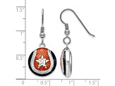 Rhodium Over Sterling Silver MLB LogoArt Houston Astros Enamel Earrings