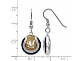 Rhodium Over Sterling Silver MLB LogoArt Milwaukee Brewers Enamel Earrings