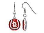 Rhodium Over Sterling Silver MLB LogoArt St. Louis Cardinals Enamel Earrings