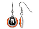 Rhodium Over Sterling Silver MLB LogoArt San Francisco Giants Enamel Earrings