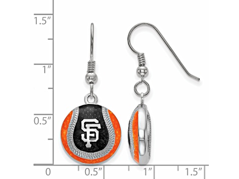 Rhodium Over Sterling Silver MLB LogoArt San Francisco Giants Enamel Earrings